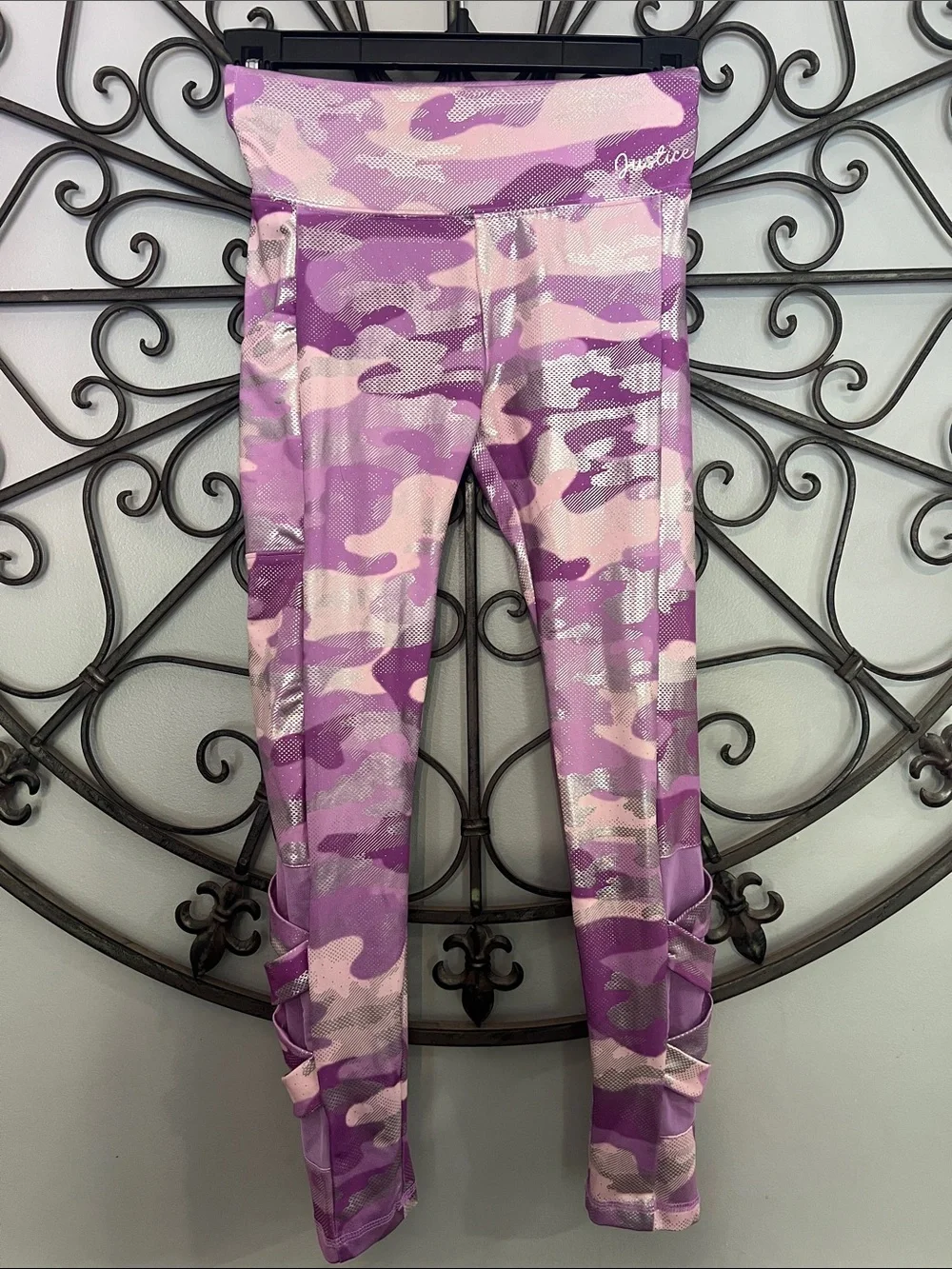 Justice Pink & Purple sparkle Camo Leggings
